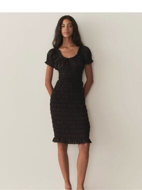 Doen Black Smocked rosalynn dress small